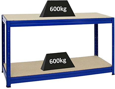 PROREGAL Höhenverstellbare Werkbank Dino Blau HxBxT 90x160x60cm Traglast 600kg Werktisch Arbeitstisch Steckmontage Packtisch