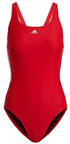 Adidas HD0404 3S Mid Suit Costume da Nuoto Donna Vivid Red/White 44