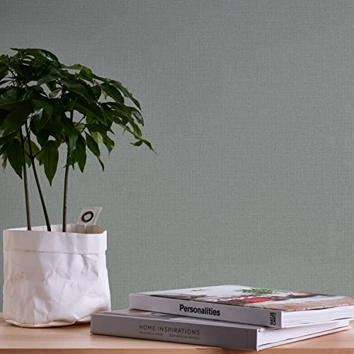 A.S. Création 387446 Nara Papier peint intissé uni 10,05 m x 0,53 m Fabriqué en Allemagne Vert/gris