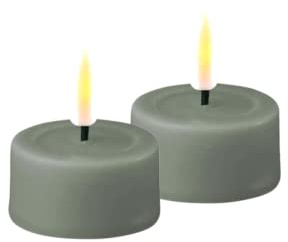 Deluxe Homeart Flammenloses LED-Teelicht-Set für den Innenbereich – mit Real Flame️ Technologie – batteriebetriebene Kerze (Salvie Green) (RF-0---)