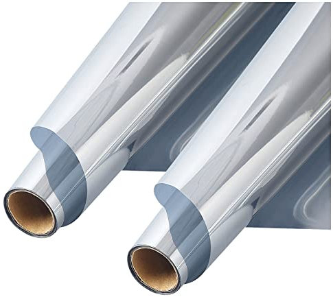 infactory Sonnenschutzfolie: 2er-Set Isolier-Spiegelfolie, selbstklebend, Sicht-/UV-Schutz,60x200cm (Sonnenschutzfolie Fenster, Hitzeschutz, Sonnenschutz)