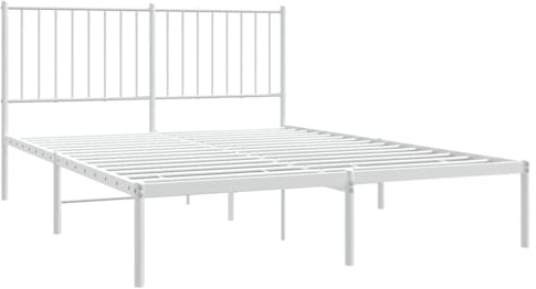 vidaXL Bettgestell mit Kopfteil Metall Weiß 140x200 cm