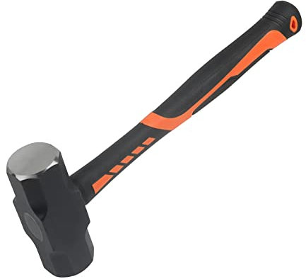 MUKCHAP 1.8kg/4lbs Club Hammer, Sledgehammers Lump Drilling Hammer with Fibreglass Handle for Gardening, Camping, Rock