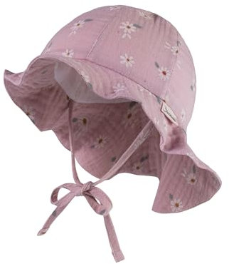 Sterntaler Mädchen Sonnenhut Gänseblümchen Musselin Mit Bindeband Und Nackenschutz, Samtrosa, 45 EU