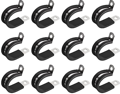 sourcing map 24Stk 1 (25mm) Rohrschellen Kabel Klemme 304 Edelstahl Gummi Gepolsterte Isolierklemme R Form Metall Klemme für Rohr Leitung Draht