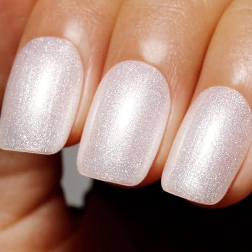 Ozzeal Pearl Gel Nail Polish - White Glitter, Sparkle & Shimmer DIY Manicure 15ML