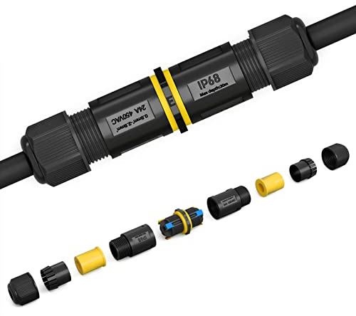 hb-digital Wasserdichte Abzweigdose IP68 2-Wege Verteilerdose Außen Schnellverbinder Klemmdose Drahtbereich 4mm-14mm Stromkabelkupplung 3-polig 0,5~2,5 mm² Verbindungsstück Verteilerdose