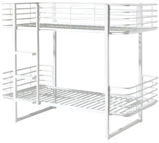 möbelando Etagenbett >Oscar< in Weiß aus Metall - 205x166x99cm (BxHxT)