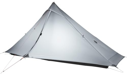 Telomat 3FULGEAR Lanshan1 Pro ultralätt campingtält för 1 person 3/4 säsong professionell 20D nylon dubbelsidigt silikontält, camping, vandring, kajak, klättring, vandring (grå 3 säsong)