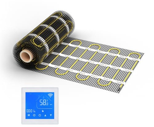 WARMON elektrische Fußbodenheizung für Fliesen: Zweiader-Heizmatte WARMON CLASSIC 150 W/m², heating mat, mit Thermostat nach Wahl, FARBE:Th. MCS 450 WiFi - Weiß, Mattengröße:1,5 m²