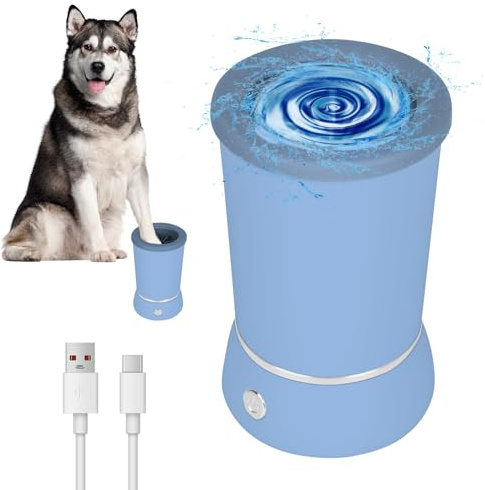 JETASU Dog Paw Cleaner，Automatic paw cleaner For dogs, Type-c Charging, Designed For Small To Medium Sized Dogs ，Easy To Carry，Keeps Homes Clean (blue)