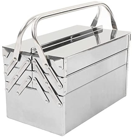 Cantilever Werkzeugbox - Metall Klapp Werkzeugkoffer mit 3 Ebenen und 5 Fächern für Auto Wartung und vielseitige Nutzung