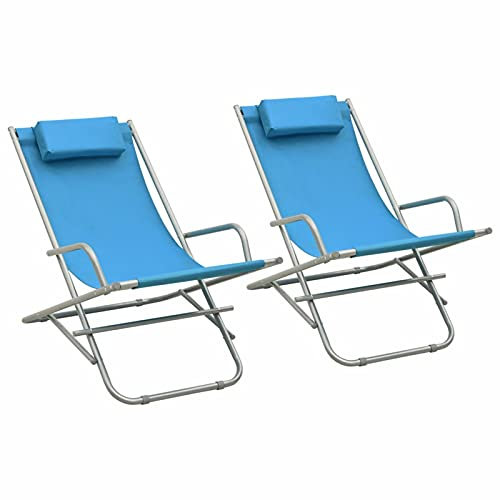 LAPOOH Schaukelstühle 2 STK. Stahl Blau, Schaukelsessel, Sessel Wohnzimmer, Stillsessel, Schwingsessel, Ohrensessel, Tv Sessel, Rocking Chair, Relaxsessel