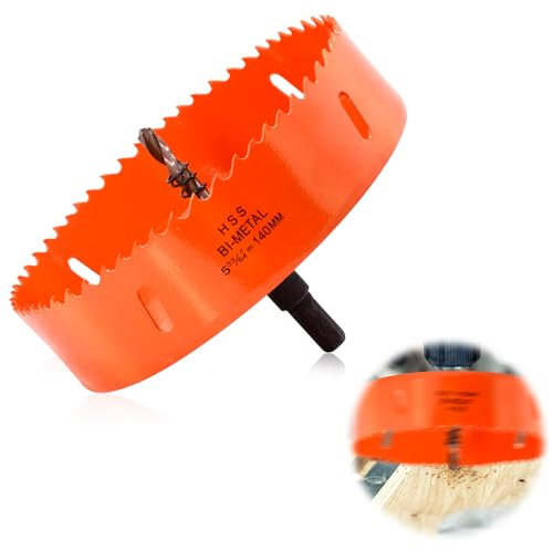 mizikuu Sega a tazza bimetallica, 140 mm, universale HSS M42, punta a tazza rotonda, fresa a tazza per taglio preciso e veloce di legno, plastica, piastre metalliche sottili, compensato e acrilico