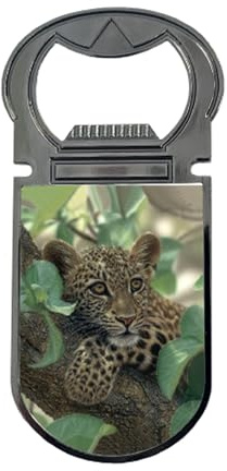 3D LiveLife Bottle Openers - Tree Hugger from Deluxebase. Leopard Magnetic Drink Opener with Lenticular 3D Image. Fridge Magnet Gifts for Kitchen and Bar Accessories.