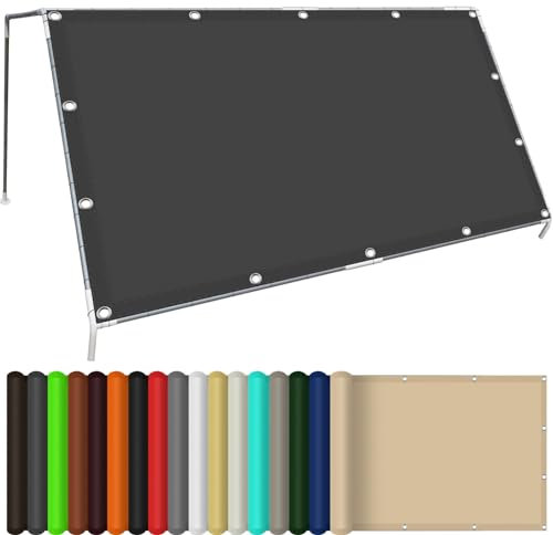 Sonnenschutz Markise 500 x 500 cm,Wasserabweisend Sonnenschutz Windschutz mit 98% Uv Schutz, Sonnenschutznetz für Die Terrasse,Für Balkon Garten, Dunkelgrau