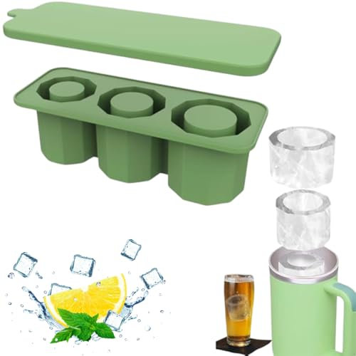 Stanley Cup Ice Cube Mold, Silicon Reusable Ice Cube Tray Mould for Tumbler with Lid 30/40oz Stanley Accessories Ice for Freezer Drinks Coffee (Green)