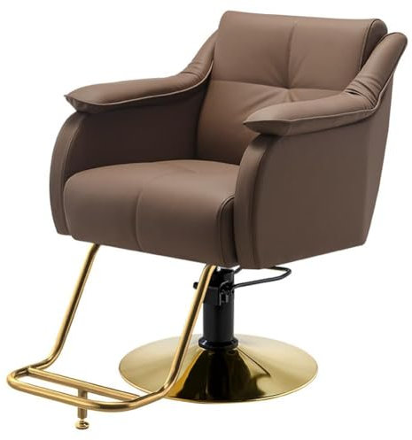 BJSHAOHUA Friseurstuhl,Friseursessel Höhenverstellbar Für Herren Damen, Friseureinrichtung Bedienungsstuhl Vintage Retro, Kunstleder,A