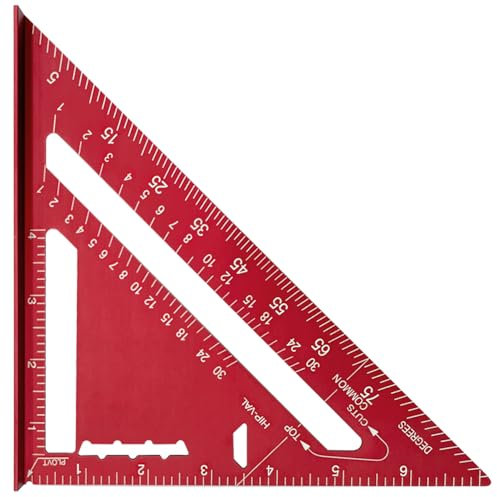 7 Inch Speed Square Carpenters Square Set Square Metal Carpenter Square Speed Square 7 Inch Measuring Tools for Woodworking Roofing Angle Measuring Marking (Red)