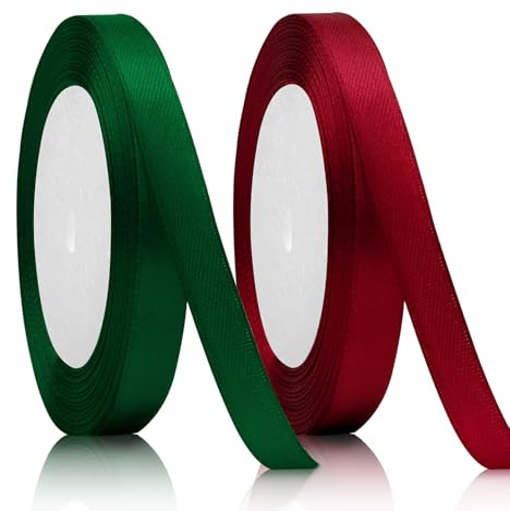 2PCS Geschenkband,Dekoration Schleifenband,10mm 22m Satinband,Red Band,Satinband Grün,Geschenkband Grün,Dekoband,Schleifenband Grün,Satinbänder,Ribbon,Geschenkband Rot,Schleifenband Grün,Bändchen