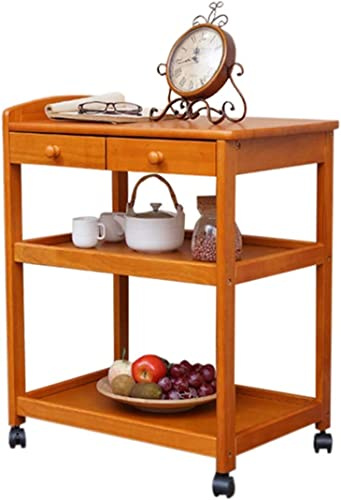 PAGOIAAR Bar Cart, Serving Cart for Home Hotel, Dining Room 3 Tier Kitchen Storage Trolley Island Trolley with Wheels, Multipurpose Wooden Trolley,Storage Organizer,for Kitchen and Living Room(Brown)