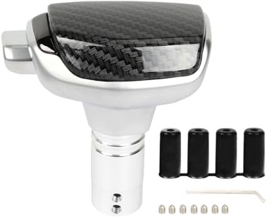 muge racing Gear Shift Knob, PU Leather Metal Automatic Car Gear Stick Shift Knob,Carbon Fiber Pattern