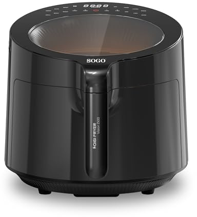 SOGO Freidora de Aire 5L sin Aceite - Cocina Saludable con 80% Menos Grasa - 12 Modos de Cocción para Recetas Versátiles - Air Fryer con Pantalla Táctil LED y Accesorios Aptos para Lavavajillas