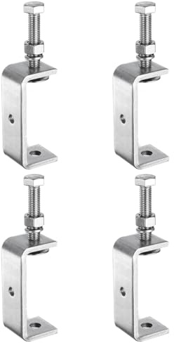 sourcing map 4pcs 304 Stainless Steel C Clamps 3.35 (85mm) Wide Jaw Opening Wood Clamps Metal U Beam Clamp for Woodworking Welding Building Household Mounting