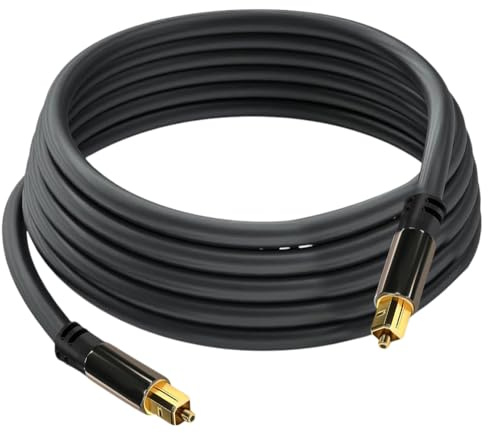 Glowster Cable Óptico TOSLINK Pro Series de 3 m (Conector TOSLINK Macho a Macho), compatible con Audio Dolby Digital Normal y DTS. Color Negro.