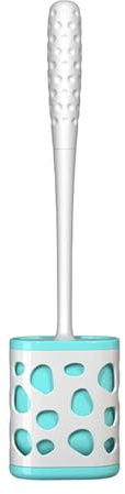 Escobilla de baño, Juego de Cepillo y Soporte de Silicona para Inodoro con Soporte ventilado, Juego de Cepillo para Inodoro para baño, Estropajo para Inodoro de pie o de Pared sin taladrar (Azul)