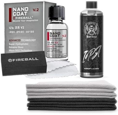 Fireball NANO COAT V2 Auto Keramikversiegelung Premium Lackschutz Set - High End Auto Lackversiegelung + IPA Lackentfetter + 4 Premium Poliertücher