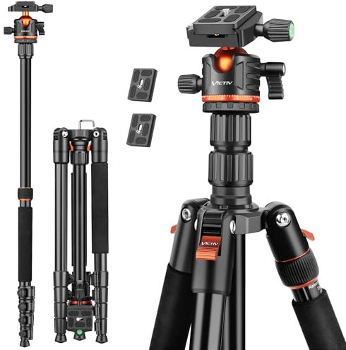 Victiv 198cm Treppiede Fotocamera per Sony Canon Nikon, Cavalletto Fotografico e Smartphone Compatto da Viaggio, Treppiedi Smartphone Cavalletto Macchina Fotografica Carichi Pesanti Fino a 8 kg