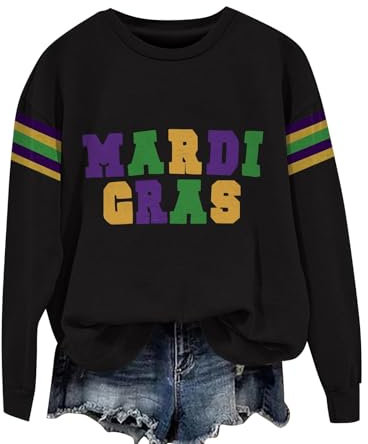 Women's Print Hoodless Sweatshirt Karneval Kostüm Damen Große Größen Clown Glizertop (Black, M)