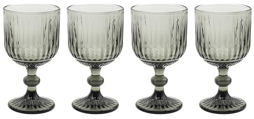 Lesser & Pavey Elements Smoke Wine Glass Set of 4 for Home, Kitchen, Restaurant & Parties | Lovely Wine Glass Set of 4 for Drinks | Elegant Gift for Women, Men, Wedding & Christmas