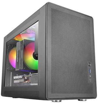 Mars Gaming MC-XPS, Case Gaming MicroATX Ultrapcompatta, Vetro Temperato + Pannelli Mesh, Ventola FRGB 120mm, Tecnologia Raffreddamento Mesh, Supporto Dual PSU ATX e SFX, Mini-Tower PC USB-C, Nero