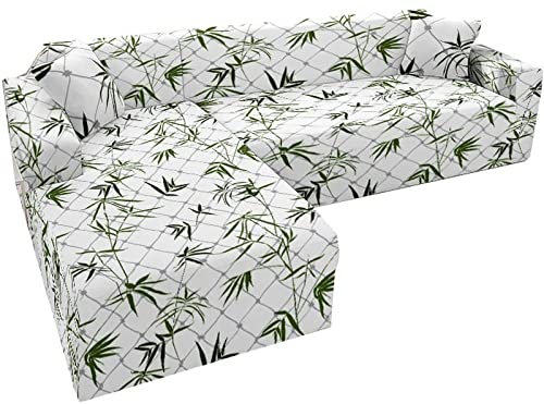 L-Form Sofabezug, Stretchhusse für 1 2 3 4 Sitzer Sofa Beige-Grau-Braun, U-Form Ecksofa-Hussen, Hellgrau Sektional Sofahusse für Links-Rechts L-Form Sofa