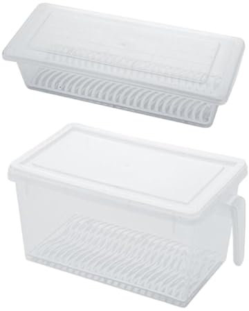 2 contenitori per alimenti in plastica con manico, ecologici, per frutta, verdura e dispensa