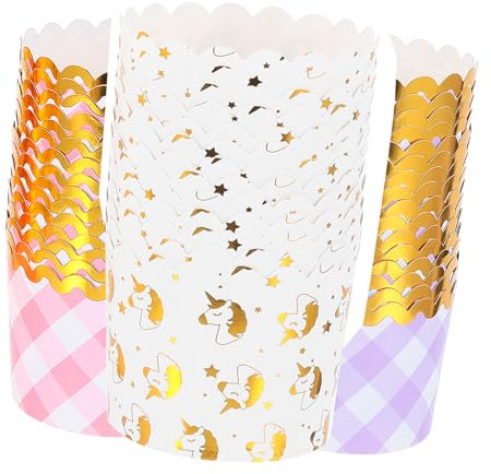 ULTECHNOVO 50 Pezzi Pirottini di Carta per Muffin Cupcake Unicorno