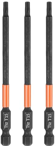 QUARKZMAN 3 Stück T15 Torx Bit Schraubendreher Bit Set 100mm lang 1/4 Magnetisch Sechskantschaft Ohne Loch Hex Sechskant Schraubendreher Bohrer S2 Stahl Bitsatz für Akkuschrauber Werkzeug