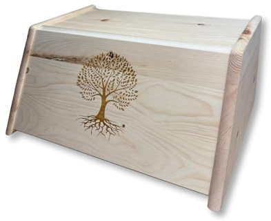 Generisch Zirbenbrotdose | Brotbehälter aus Zirbe | Brotaufbewahrungsbox aus Holz | Brotkasten aus Zirbenholz mit Gravur (Baum des Lebens)