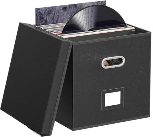 Registrierungshalter – Aufbewahrung von Aufnahmen aus Vinyl | stapelbares Vinylregal | Speicherung von Aufnahmen mit Deckel | Speicher-Dateiboxen | Speichermedien