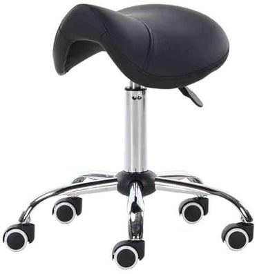 Taburete ajustable con ruedas, silla rodante cómoda para salón y oficina, ajuste hidráulico de altura de 48-60 cm, soporta 440 libras (negro)