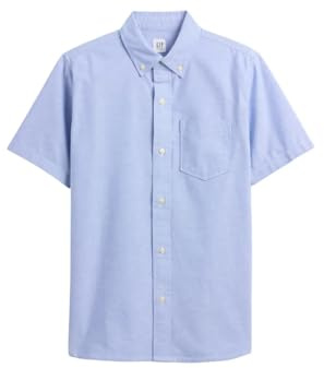 GAP Boys Short Sleeve Oxford Shirt Blue Opal M REG