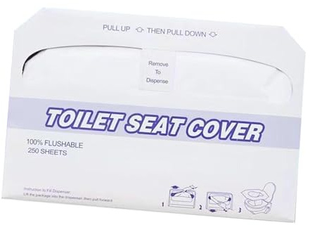 Sharplace Disposable Toilet Seat Covers, 250Pcs Flushable, Portable Soft & Travel-Friendly, for Adults and Kids Folded Paper Discreet Seats Flushable for Public Toilets Airplane Hospital Travel Hotel