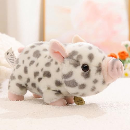 Xiyocadt 25cm Schwein Kuscheltier, Klein Weich Plüschtier, Flecken Reine Farbe Stofftier Spielzeug, Tiere Plush Kissen Puppe Geschenk für Kinder Jungen und Mädchen (Weiß-Grau)