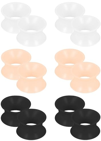 Cisyozi 6G Silicone Ear Gauges Tunnels Plugs Earrings for Ear Thin Plastic Rubber Clear Black Flesh Skin Tunnel Expander Stretching Soft 6 Gauge Plugs Gauges Piercing Jewelry Women Men 4mm 3/16 inch