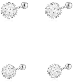 HinDaLi 925 Sterling Silver Örhängen, 2 Par, Maskros Blomma