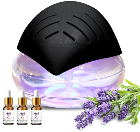 Dayear Air Filter Aroma Diffuser Ioniser with 30ml Essential Oils, Water Air Purifier & Colour Changing LED Light, Air Freshener Humidifier Aromatiser for Home & Bedroom/Black