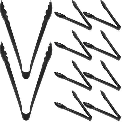 TOYANDONA 10 Pièces Lot de Pinces de Service Plastiques Noires Antibrûlure Ustensiles Polyvalents pour Buffet Salade Gâteau Réception et Mariage