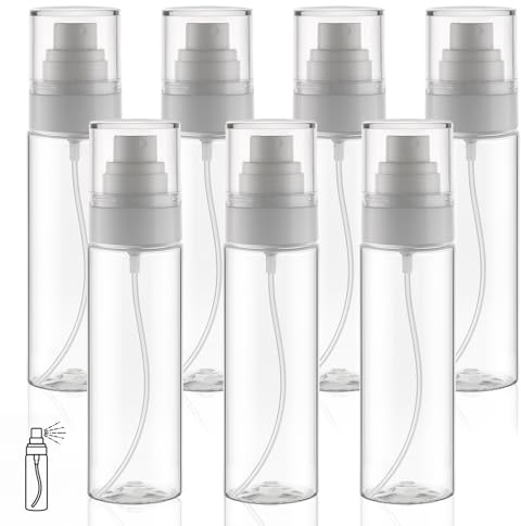 Decorniqu Spray Bottles 105ml 7 Pack Leak Proof Fine Mist Spray Bottle Empty Refillable Plastic Hair Spray Bottle for Skincare Toners Water Perfume (Clear)